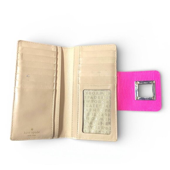 $249 KATE SPADE Turnlock Stacy MARBLE HILL HOT PINK Leather Wallet Clutch - Picture 2 of 4